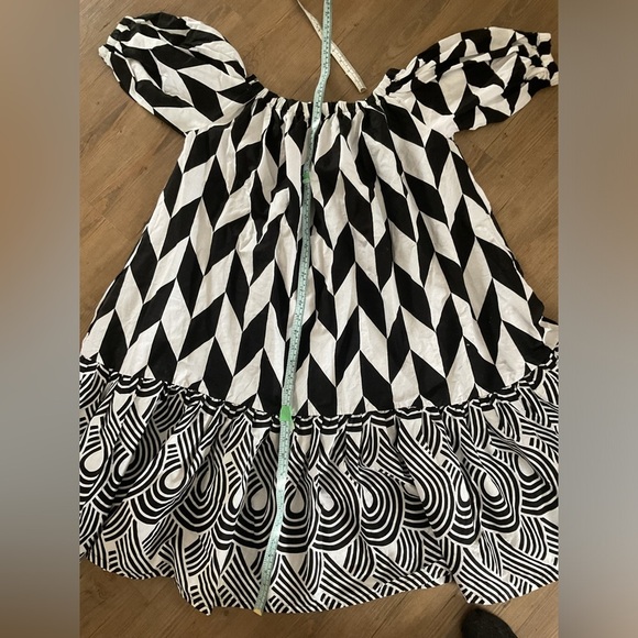 Patricia Nama dress geometric pattern designer black white mini babydoll - Picture 10 of 12